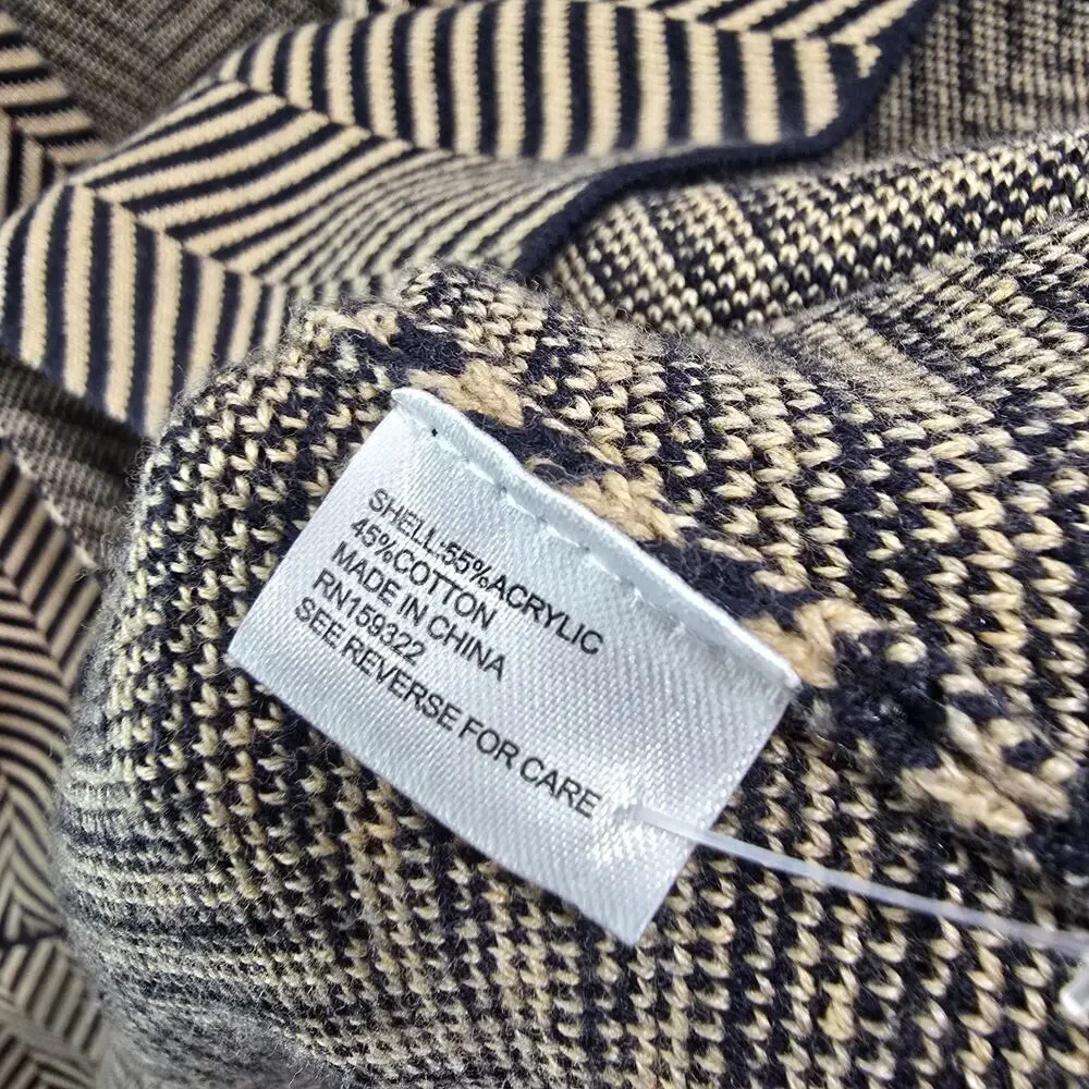 Evereve Jacket Womens XL Brown Black Long Sweater Blazer Knit Striped